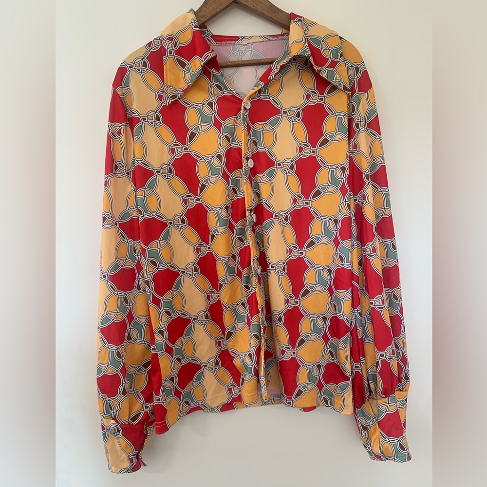 Vintage 70s polyester disco shirt - Picture 1 of 5